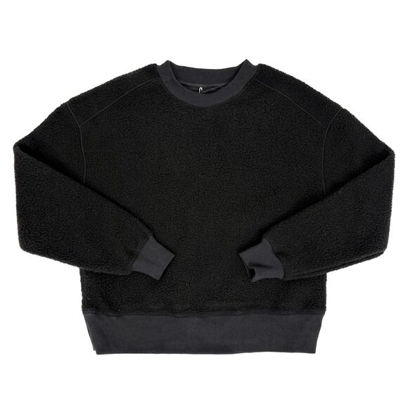 EVERLANE Renew Sherpa Pullover Sweatshirt XXS Black Crew Fuzzy Winter NWT B28 - Picture 2 of 6